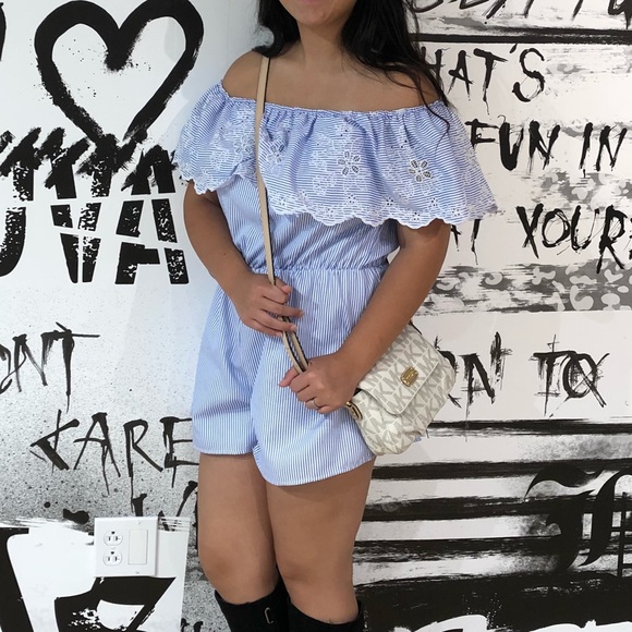 Tops - Cute Light Blue Striped Romper